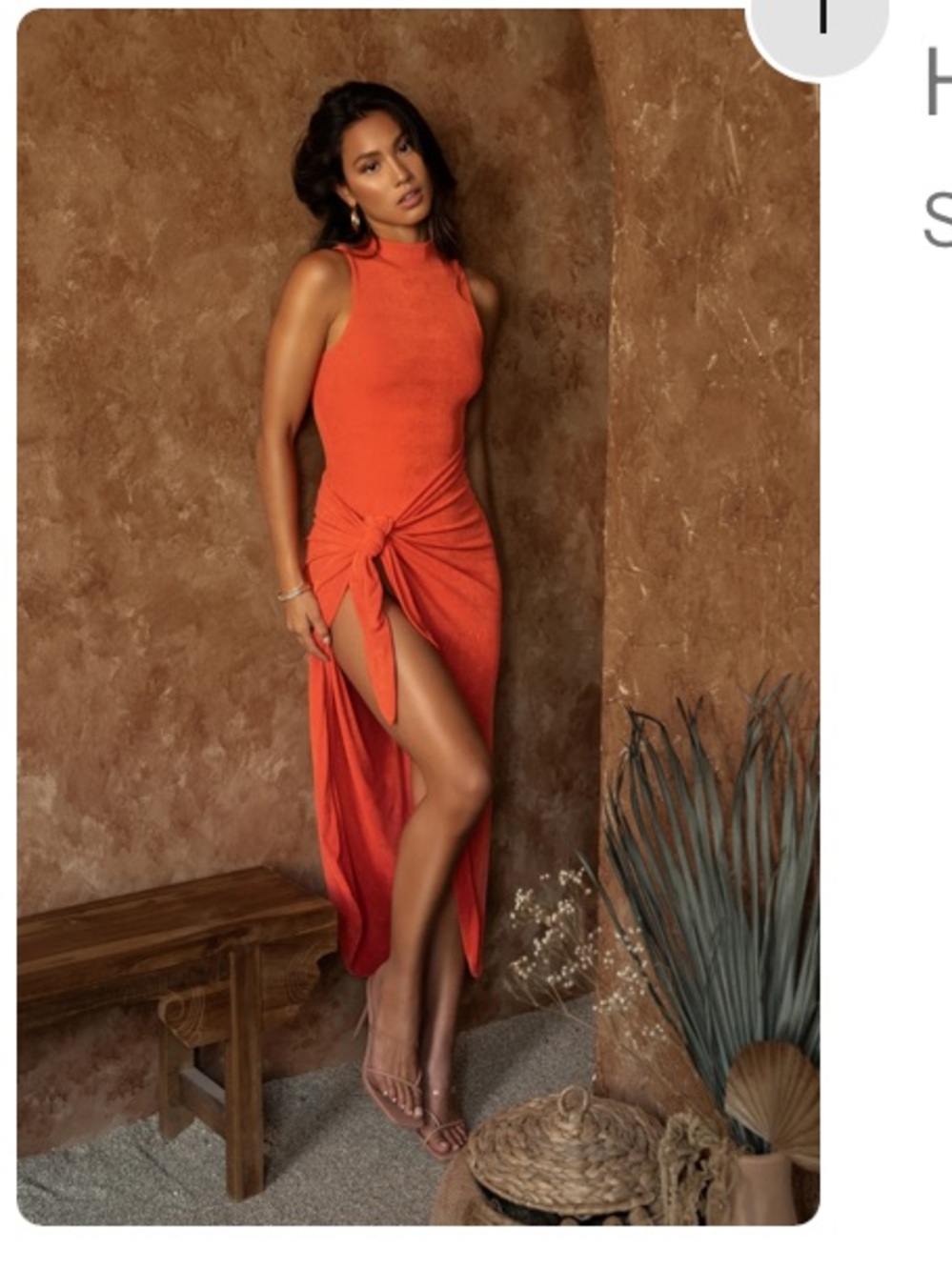 JLUXLABEL Sleeveless Hot Orange wrap Knot-Front Maxi Dress